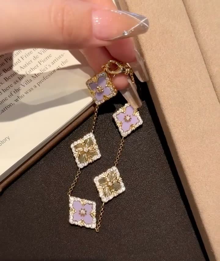 Van Cleef & Arpels Alhambra Pink and Purple Enamel Bracelet